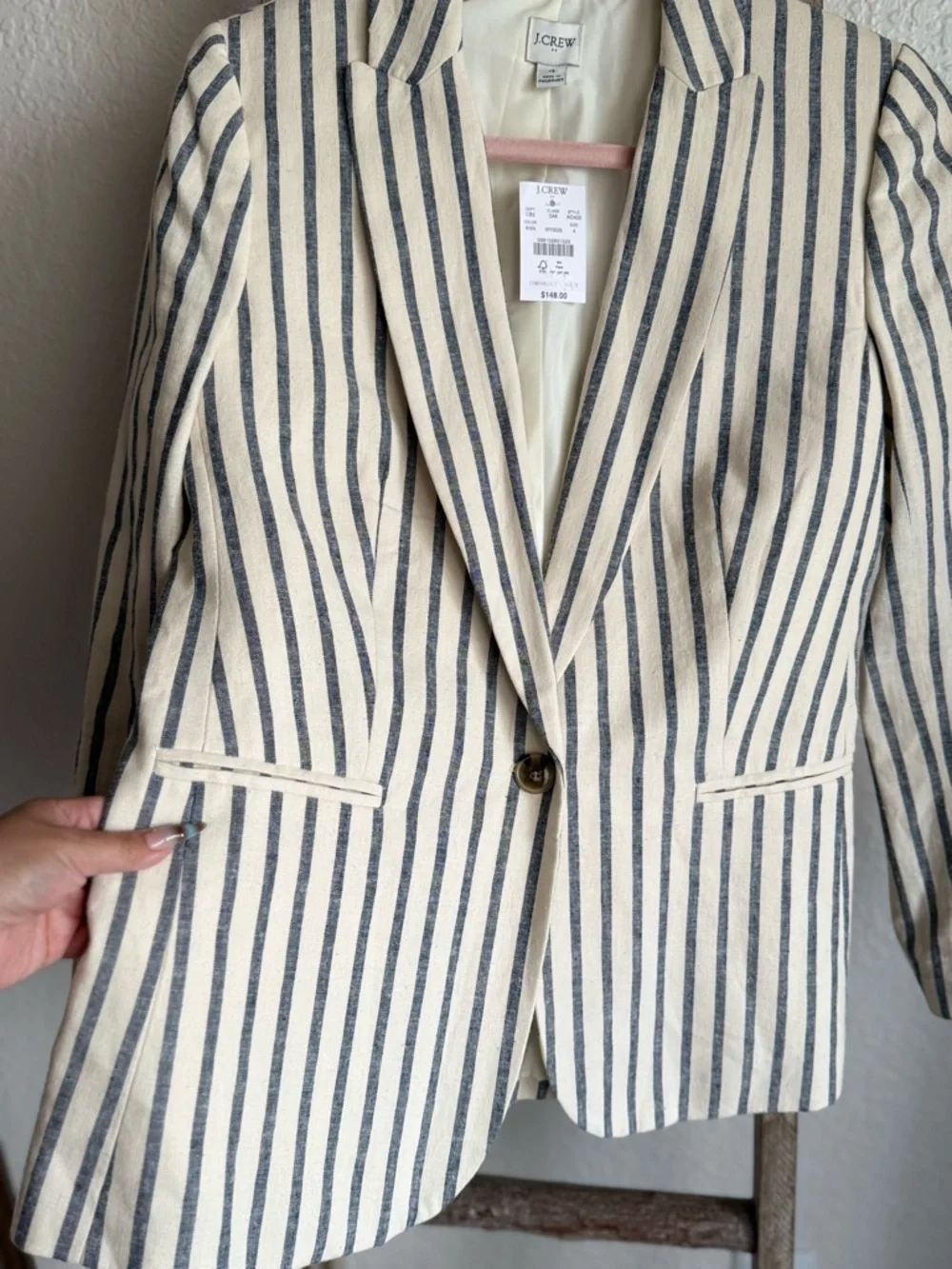 J. Crew Cream & Navy Striped Blazer
